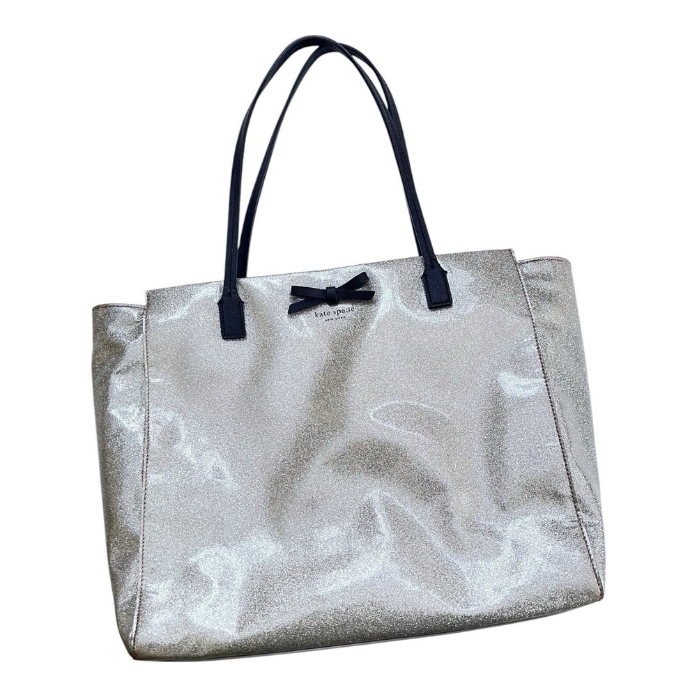 Kate Spade‎ Taden Mavis Street Tote Silver Glitter Sparkle Purse Handbag
